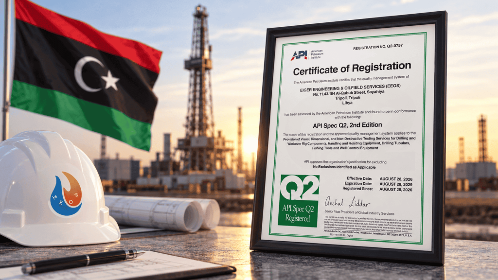 Eiger Engineering & Oilfield Services API Spec Q2 registration certificate in Libya