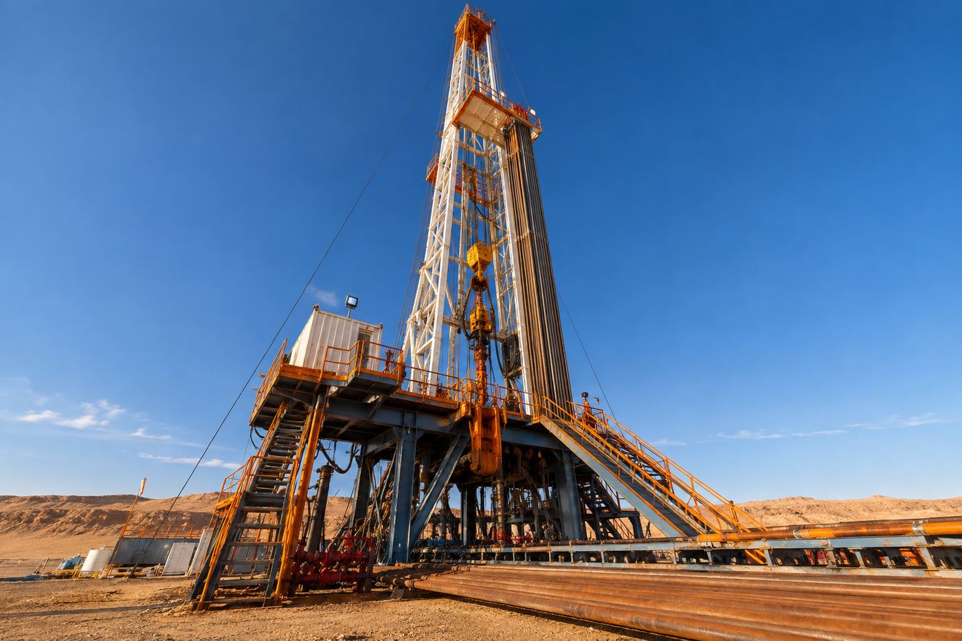 Drilling rig at sunset